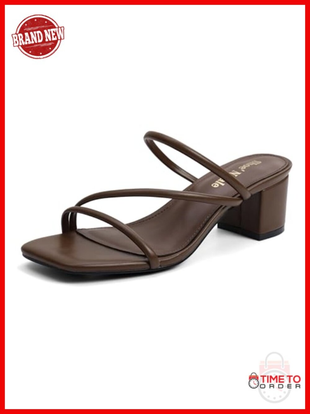 Faux Leather Strappy Chunky Block Heel Mules Square Toe Dress Sandals